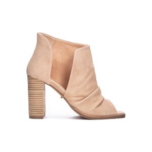 42 Gold‎ Women's Suede Peep Toe Heeled Booties Ankle Boots Size 9.5